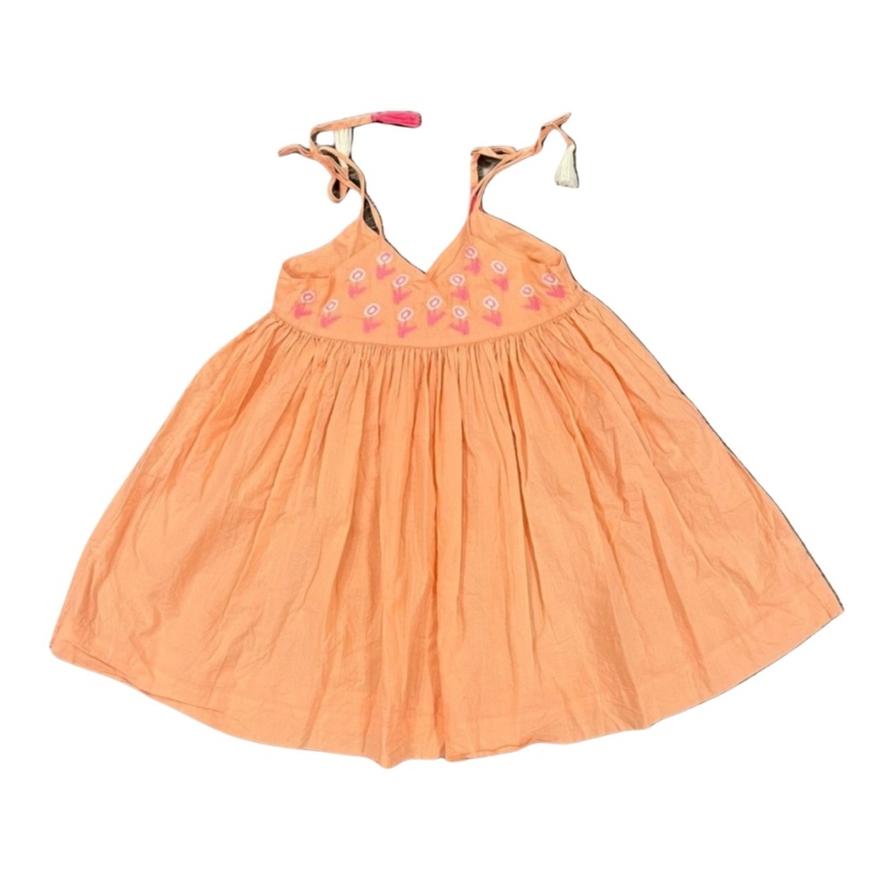 Everbloom girls sun dress size 4t in peach with hot pink flowers - like new